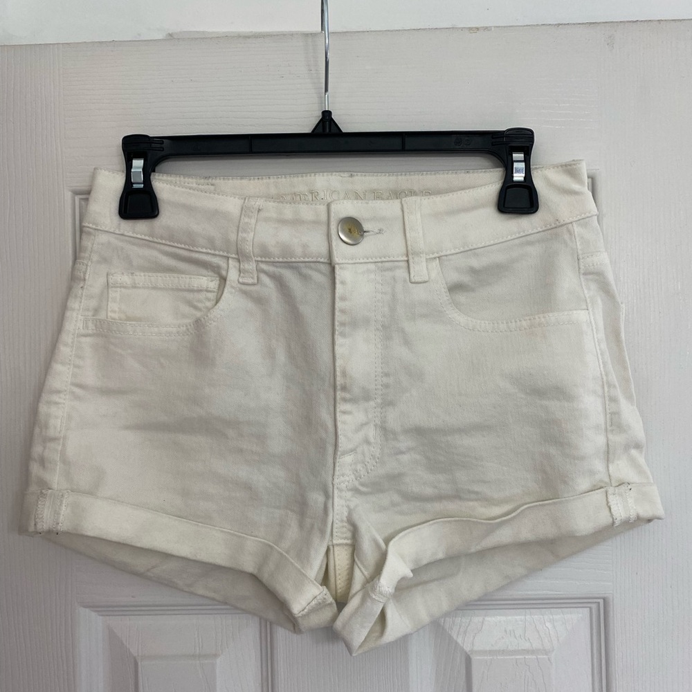 American Eagle White Denim Shorts - “Hi-Rise Shortie”